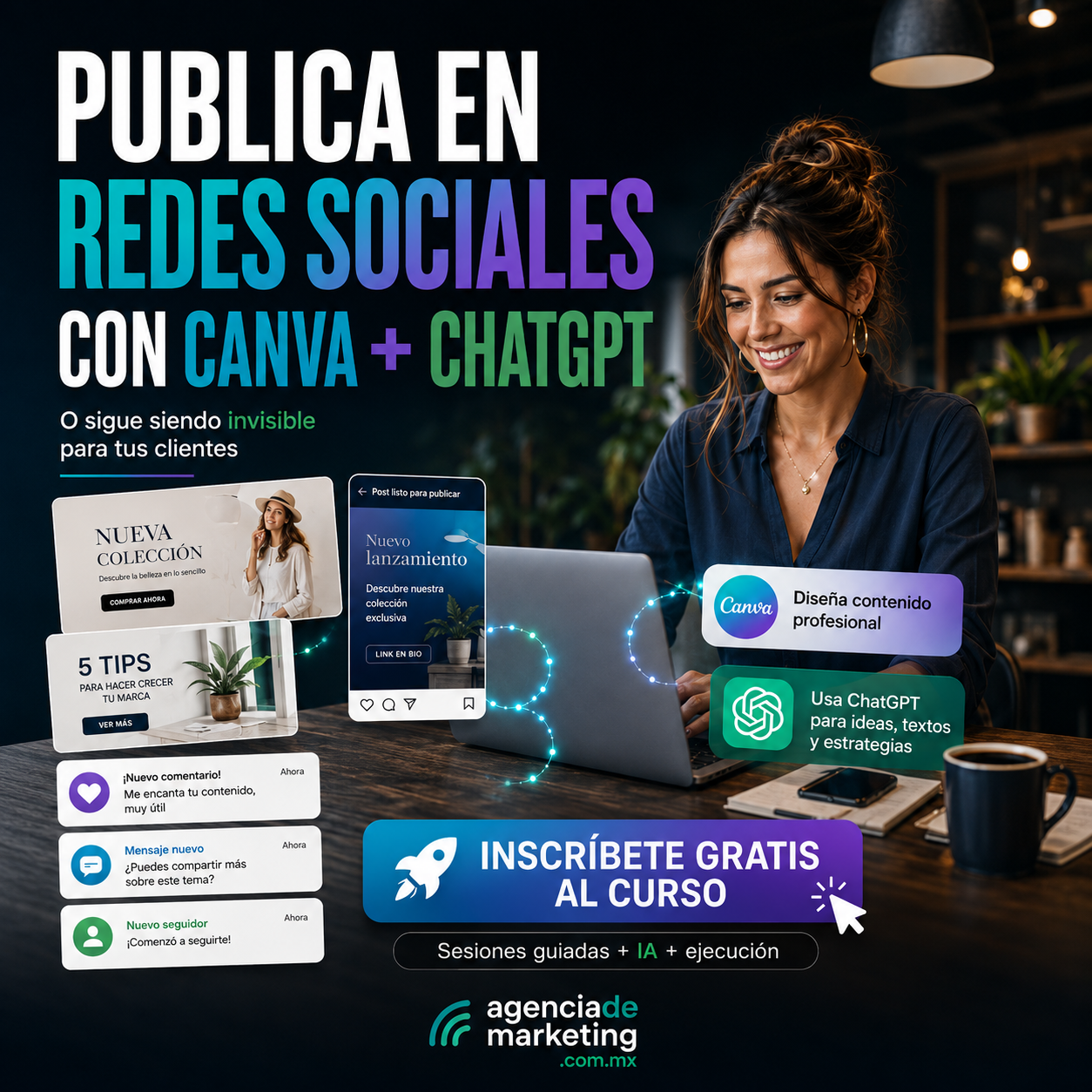 Curso gratuito para crear contenido con Canva y ChatGPT